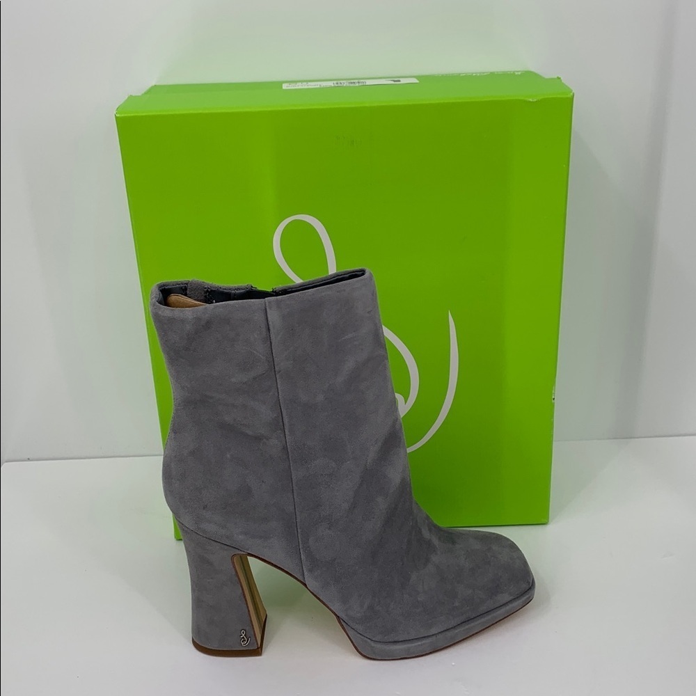 Sam Edelman Jaye ankle boot booties gray suede shoe heel platform zipper new 11